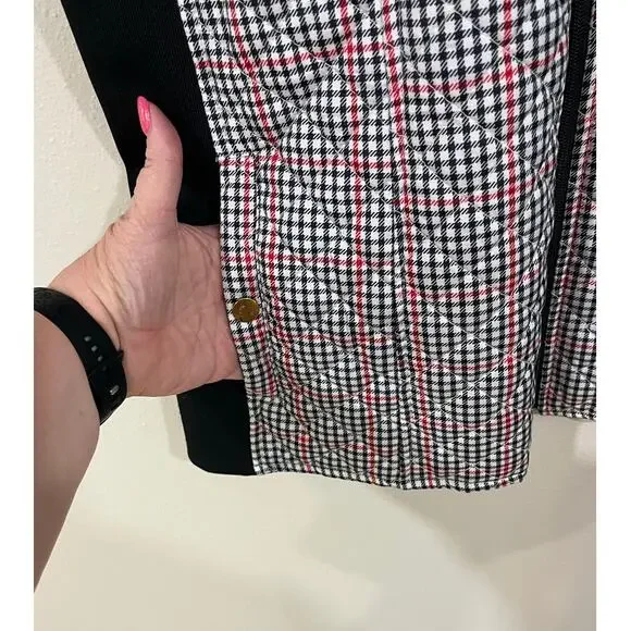 Kim Rogers Size Large Quilted Plaid Zip Vest w Snap Pockets Preppy Cozy - Picture 5 of 11